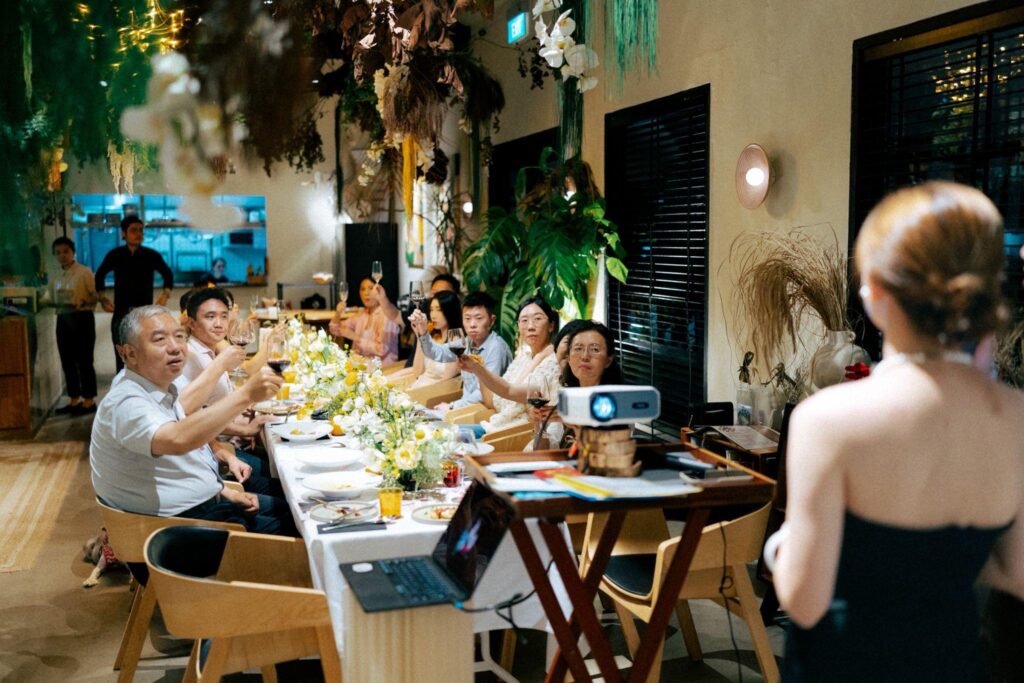 Wedding reception dining at Under Der Linden Singapore venue